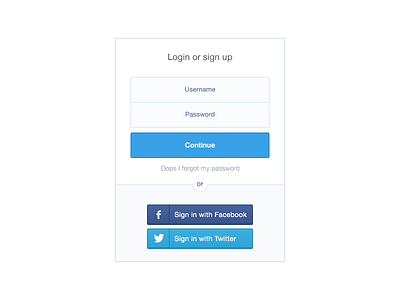 Login / Sign up form clean facebook login media pasword sign up social twitter username web