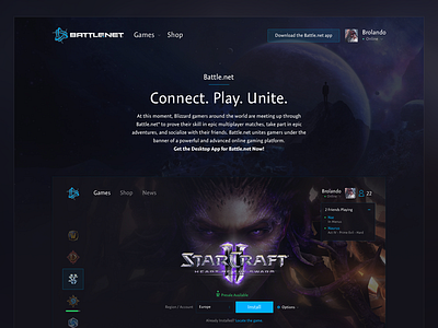 Battle.Net battle.net blizzard design desktop diablo entertainment games starcraft web