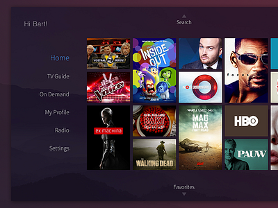TV UI dashboard design home interface movies posters profile search series tv ui