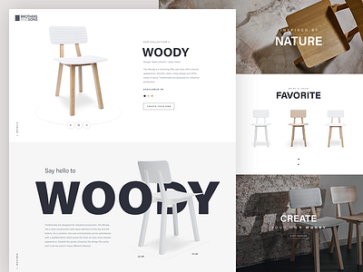 Product page chairs clean landing page photography product white wood