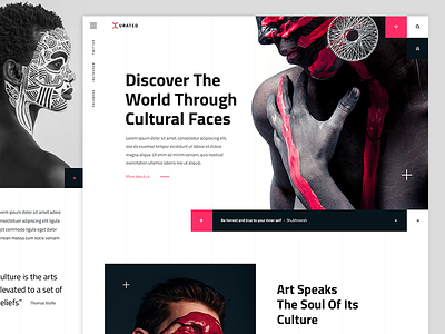 Cultural Faces art cultural design faces grid history landing page red typography web