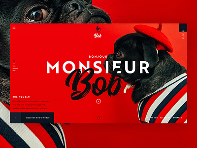 Monsieur Bob black bob design digital dog landing page photoshop red typography