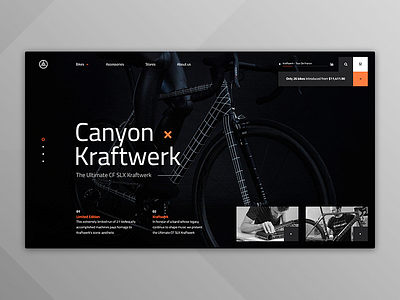 CF SLX Kraftwerk bike black dark header hero orange photography typography