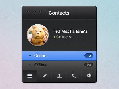 Contacts app chat contacts friends gui mac online os skype ted