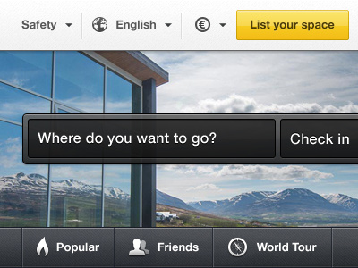Airbnb Search airbnb buttons clean dark design gui search visual yellow
