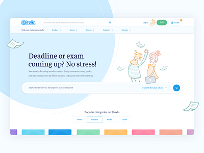 Stuvia clean design illustration interface landing ui white