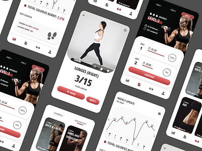 UI design for a Workout App. app design figma figmadesign fitness app flat ui uidesign userinterface ux workout app