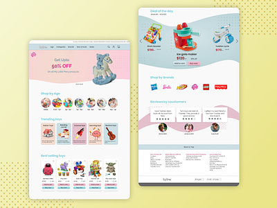 E-commerce site design for a toy store.