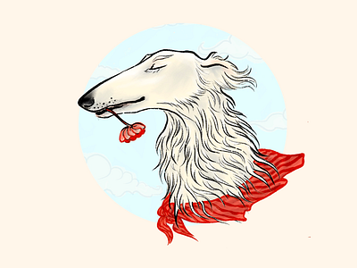 Berlongo the doggo bandana borzoi character dog illustration procreate romance