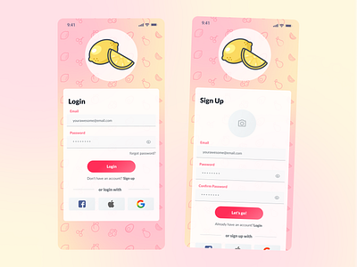 Login / Sign Up Mobile App app brand branding design form illustration interface login mobile registration signin signup ui uiux ux