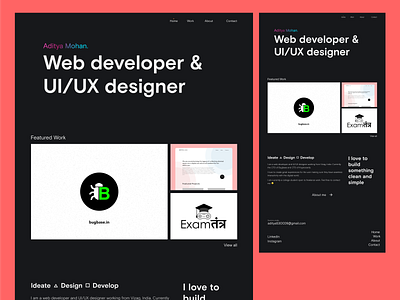 My Personal Portfolio website aesthetics black black and white clean design developer frontend developer interface design minimal personal website portfolio ui ux website
