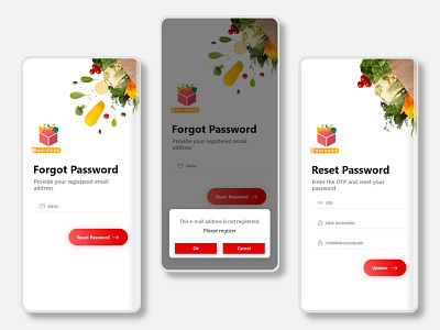Grocery App - Forgot Password app design food food app forgot password grocery grocery app login mobile app mobile app design password password reset restaurant sign up signup ui ux ux ui