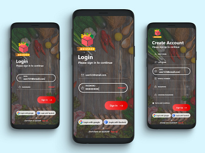 Grocery App - Login / SignUp app create account design food food app grocery grocery app login mobile app mobile app design restaurant signup ui ux ux ui