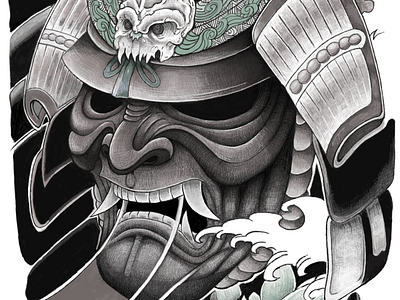 samurai mask drawing