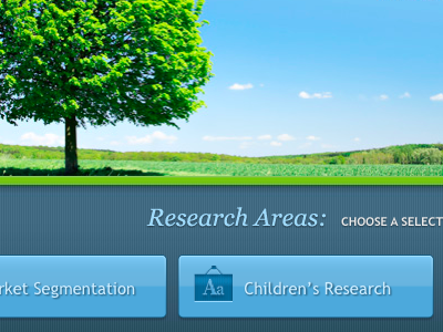 Research Areas buttons website design