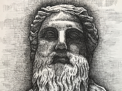 Beardy-McBeard ancient illustration pen ink roman statue