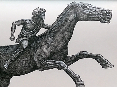Greek bronze athens drawing illustration pen and ink sketch