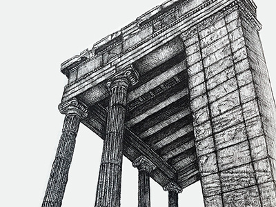 Erechtheion drawing illustration pen ink