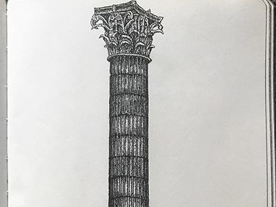Temple of Zeus athens drawing illustration pen and ink sketch