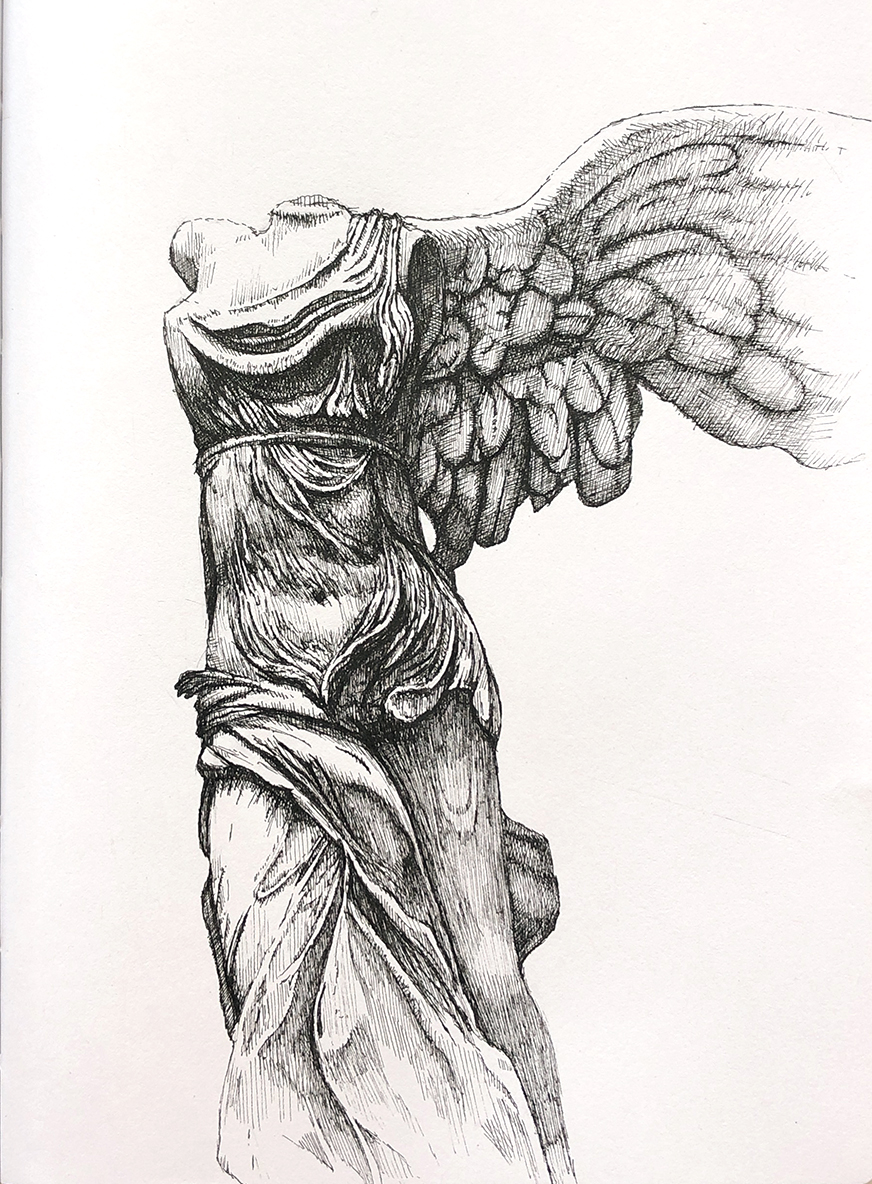 winged victory of samothrace drawing