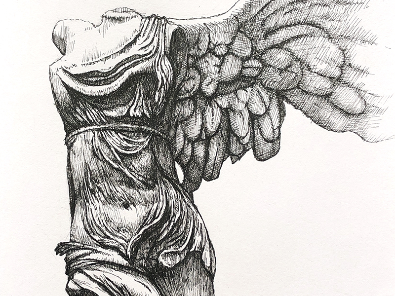 winged victory of samothrace drawing