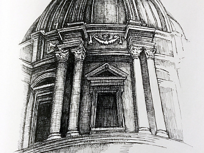Saint Peter's Basilica drawing illustration pen and ink sketch