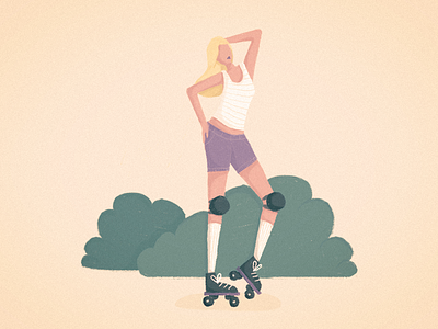 Skater Chick bush character chiropractor kneepads rollerblades stunting