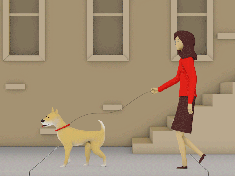 Walk in the Park animation character cinema4d city dog park
