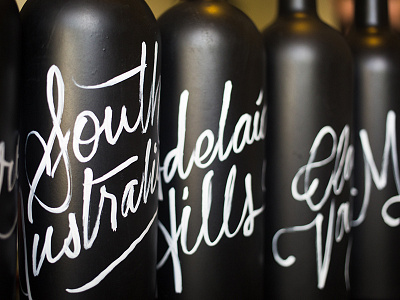 Chalk work for 2015 G’Day USA Gala bottle chalk chalkboard chalkmarker cursive hand lettering lettering script type typography wine winebottle