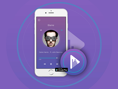 Music Player android app icon fahaddesigns.com ios minimal mobile app music player ui ux visual design