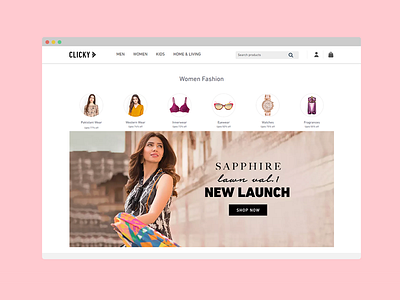 Clicky - Category Landing Page category cleanlayout clicky cscart ecommercewebsite fahaddesigns fashion shopping trendy userexperience userinterface