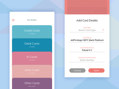 Card Vault - Mobile App android app app camera screen card colors card stack credit card debit card fahaddesigns iphone app pastel color secure cards shopping card ui uiux user friendly vault wallet wallet app