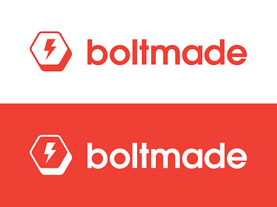 Boltmade Logo bolt boltmade branding hexagon lightning logo red