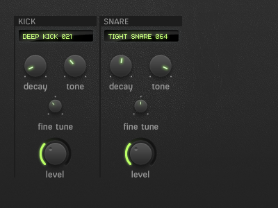 Kick 'N' Snare drum ipad knobs machine plugin ui
