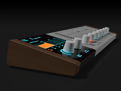 Pulse 3 Analog Syntheizer - Side View 3d c4d design hardware music rendering synth synthesizer ui