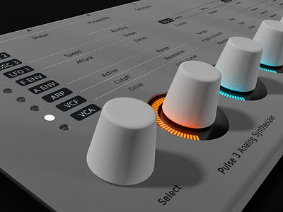Puse 3 Analog Synthesizer - Knobs 3d c4d design hardware music rendering synth synthesizer ui