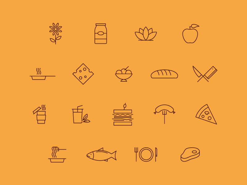 Food Icons illustration line lines restaurant delicious iconography icons food