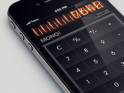 Mono1 app apple calculator design ios iphone nixie tube