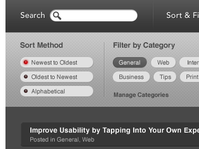 Search, Sort & Filter blog design filter search sort web