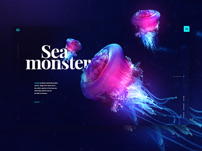 Sea monster project #2 color design digital goldenratio homepage homepage design monster photoshop practice sea typography ux webdesign