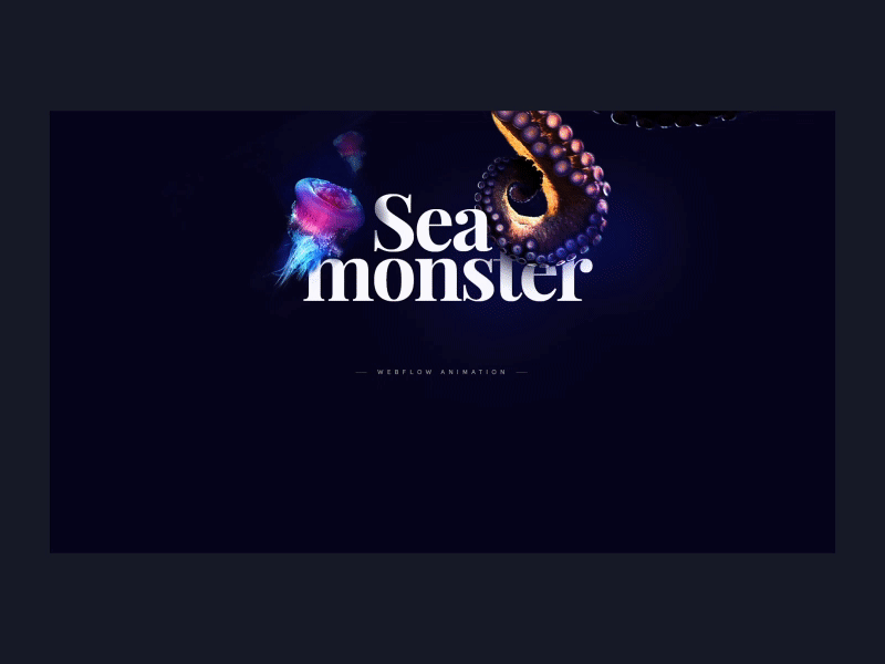 Final animation for THE SEA MONSTER PROJECT aftereffects animation design digital goldenratio menu typography ux webanimation webdesign website