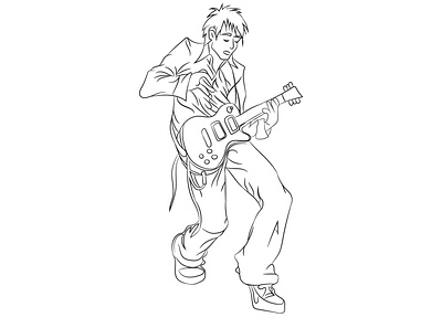 Line art boy line art vector