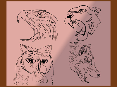 Animal sketches 2022 animal eagle graphic design illustration lion owl photoshop quick sketch sketches wolf
