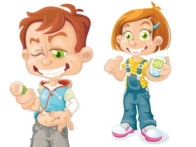 Kids managing Type 1 Diabetes character children diabetes illustration illustrator kids vector art