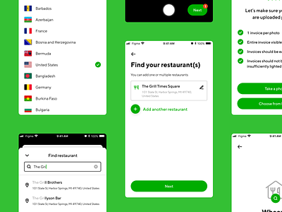Add your restaurant agency branding design development green minimal react ui ux