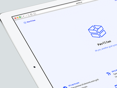 Pavilion.io blue clean css framework gridsystem minimal