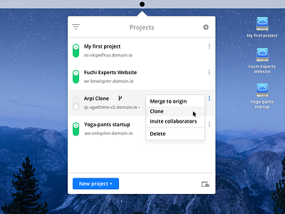 Projectmanagement from the tray bar