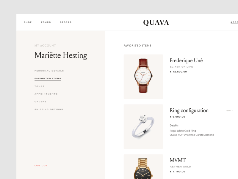 My account beige classy development development agency ecommerce jewelry jewelry shop luxury minimal react soft typography ui ux uxui webshop