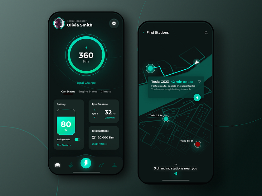 Electric Car Application by Aman Verma for Nickelfox UI/UX Design on