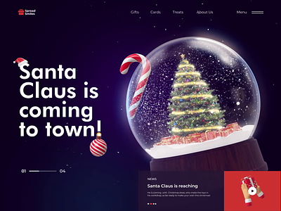 Christmas Gifting Landing Page 3d android animation app christmas dark dashboard design gift ios landing page mobile motion graphics red santa snow ui ux web website